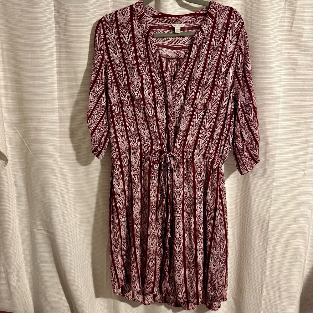 Cato Burgundy Chevron Long Sleeve Dress